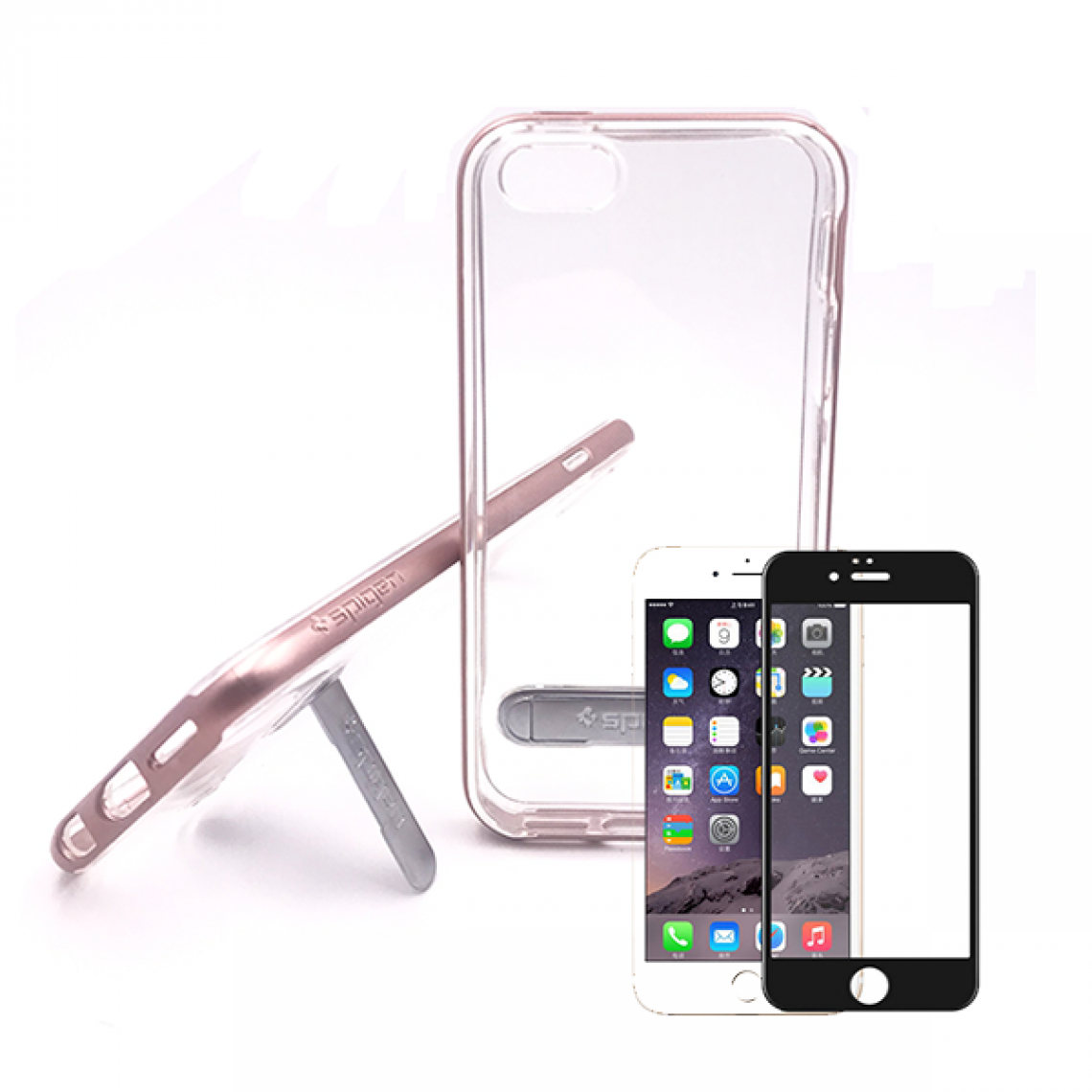 Phonecare - Kit Coque Spigen Crystal Hybrid + Verre Trempé Full Cover Iphone 6 / 6s - Rose - Coque, étui smartphone