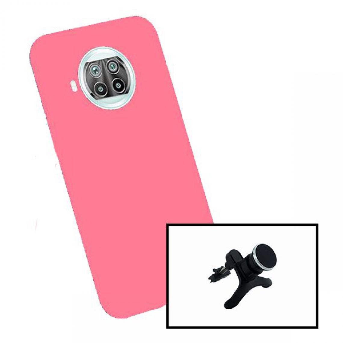 Phonecare - Kit Verre Trempé 5D Full Cover + Coque Silicone Liquide + Support Magnétique de Voiture Renforcé - Xiaomi Poco X3 Pro - Rose - Coque, étui smartphone