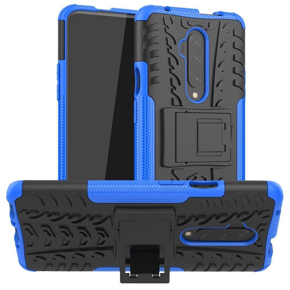 marque generique - Coque en TPU modèle de pneu cool hybride avec béquille bleu pour votre OnePlus 7T Pro - Coque, étui smartphone