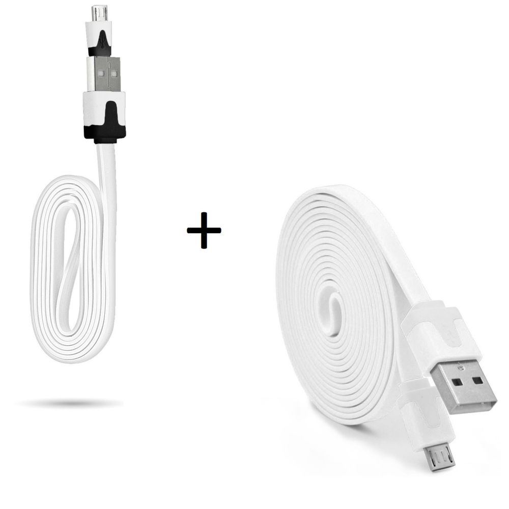 Shot - Pack Chargeur pour WIKO Highway Star Smartphone Micro USB (Cable Noodle 3m + Cable Noodle 1m) Android - Chargeur secteur téléphone