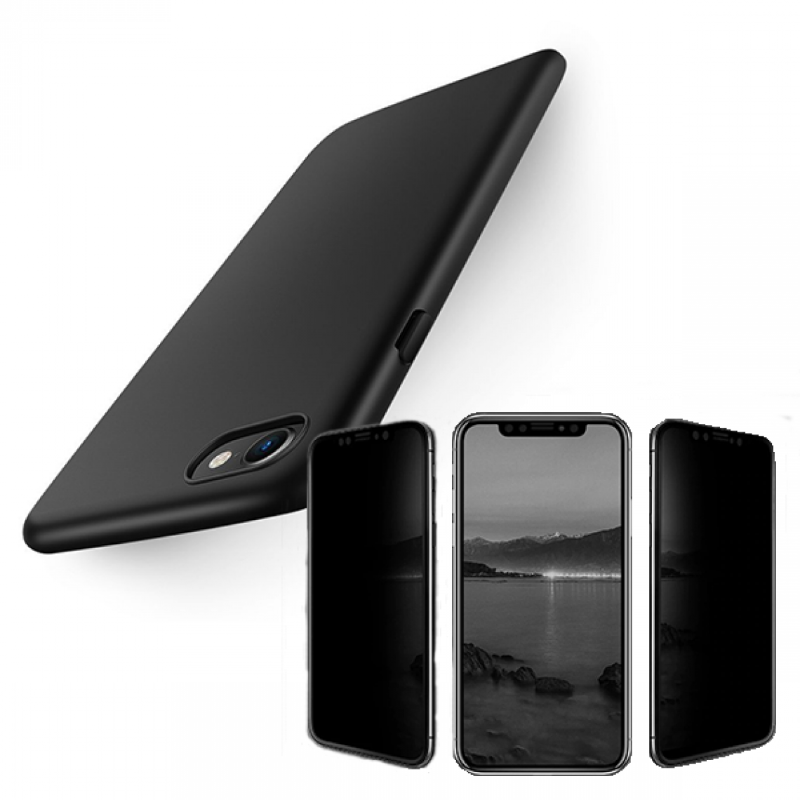 Phonecare - Kit de Verre Trempé 5D Anti-Spy / Intimité + Coque SlimShield - Iphone 7 / 8 - Noir - Coque, étui smartphone