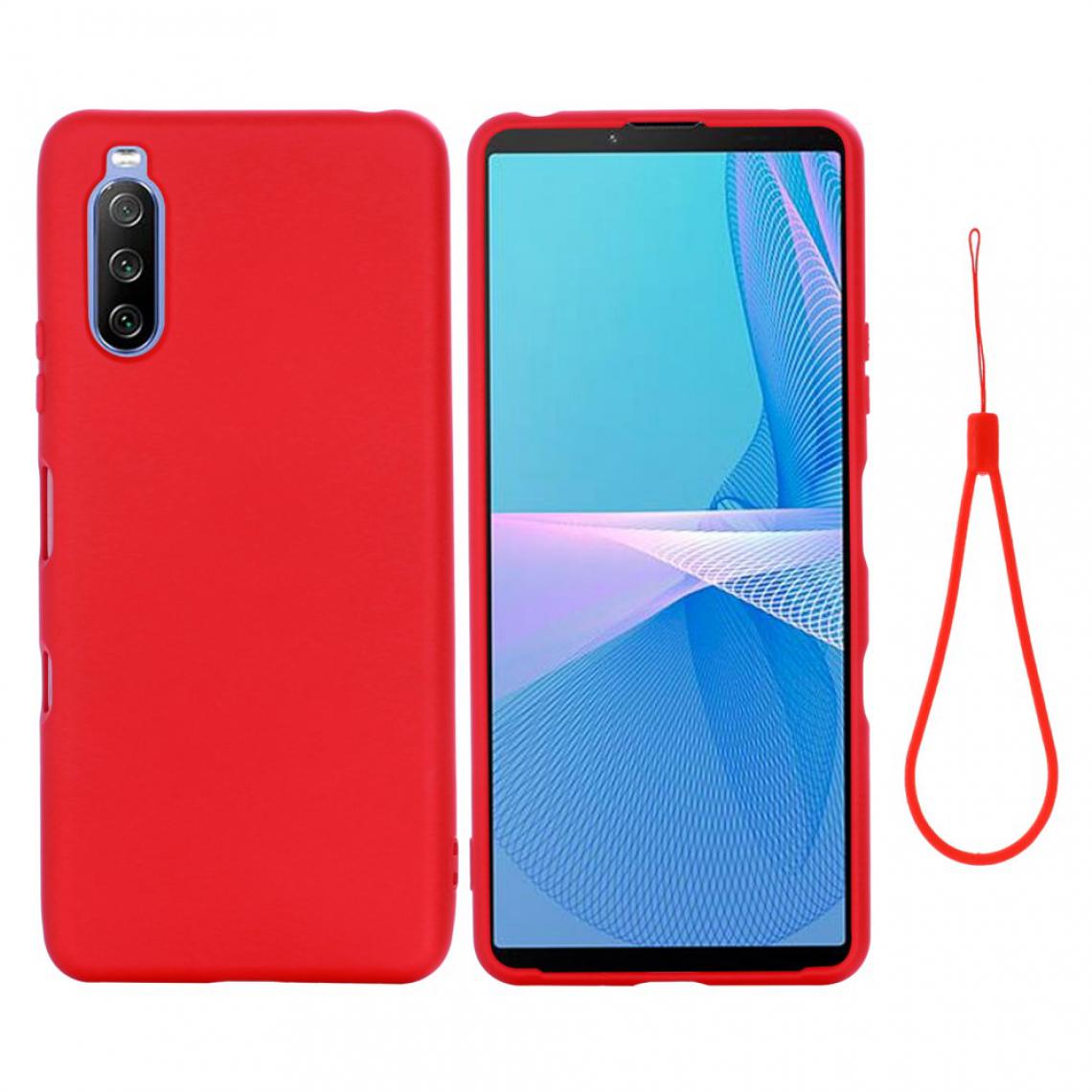 Other - Coque en silicone Liquide bien protégé de couleur unie avec sangle rouge pour votre Sony Xperia 10 III - Coque, étui smartphone