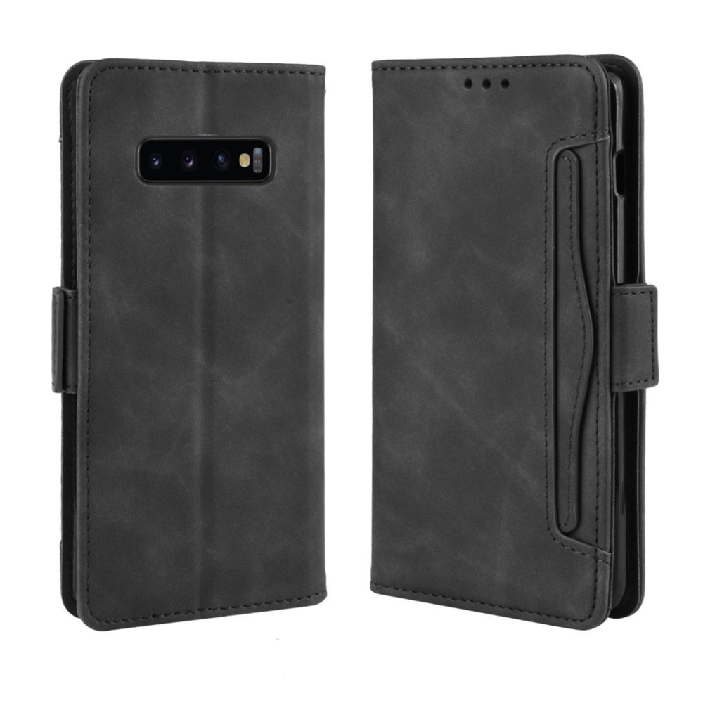 Wewoo - Housse Étui Coque Etui en cuir de modèle de portefeuille style skin feel pour Galaxy S10 +avec fente carte séparée Noir - Coque, étui smartphone