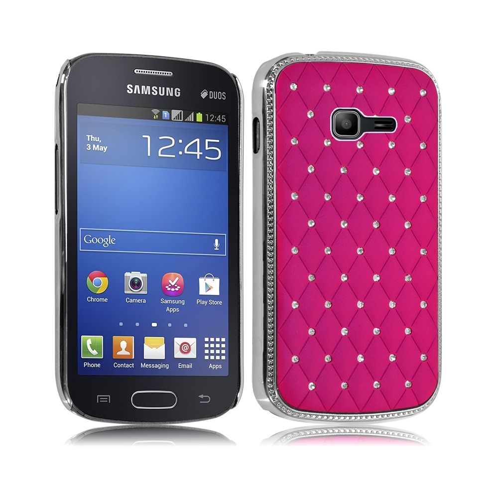 Karylax - Housse Etui Coque rigide style Diamant couleur Rose Fushia pour Samsung Galaxy Trend Lite + Film de Protection - Autres accessoires smartphone