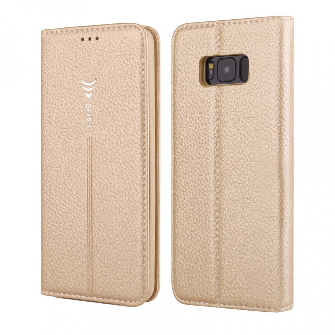 Wewoo - Housse Coque Pour Galaxy S8 Etui de protection rabattable horizontal avec support et fentes cartes GEBEI PU + TPU Or - Coque, étui smartphone