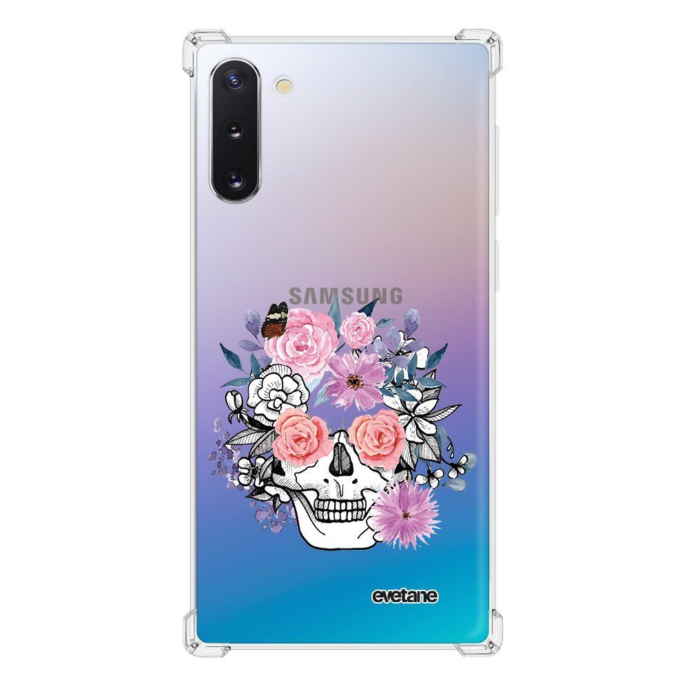 Evetane - Coque Samsung Galaxy Note 10 anti-choc souple avec angles renforcés transparente Crâne floral Evetane - Coque, étui smartphone