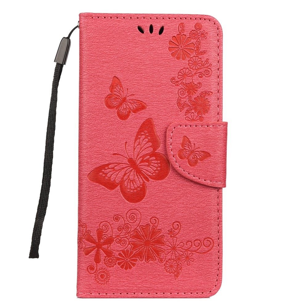 marque generique - Etui en PU fleur et papillon rouge pour Huawei Y6 (2019) - Coque, étui smartphone