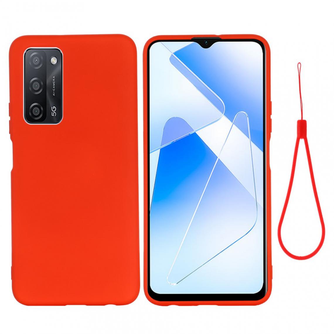 Other - Coque en silicone Liquide de couleur unie avec sangle souple rouge pour votre Oppo A55 5G/A54 4G - Coque, étui smartphone