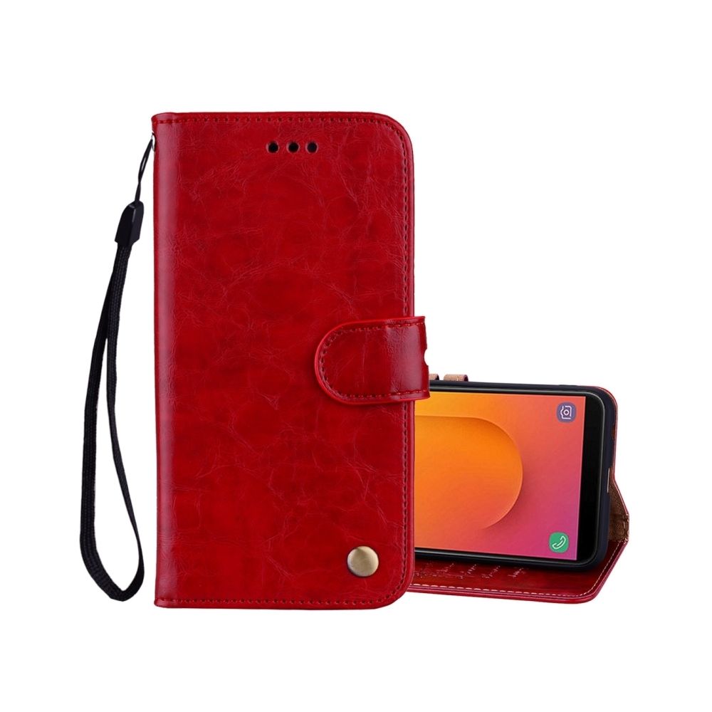 Wewoo - Housse Etui en cuir à texture horizontale avec cirée, fentes pour porte-cartes & porte-monnaie Galaxy J8 2018 Version EU Rouge - Coque, étui smartphone