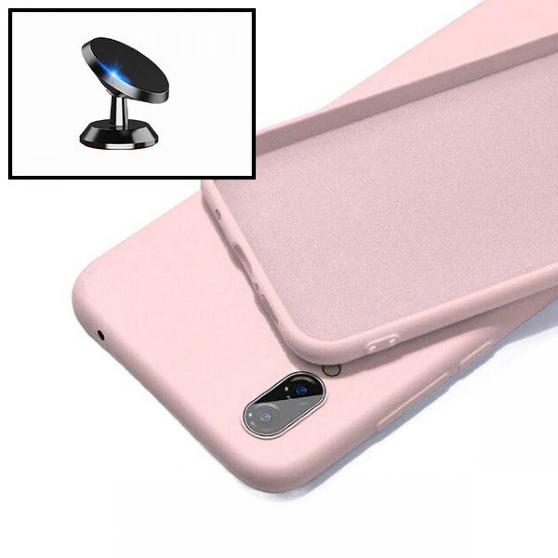 Phonecare - Kit Support Magnétique Pour Voiture + Coque Silicone Liquide - Samsung Galaxy A02 - Rose - Coque, étui smartphone