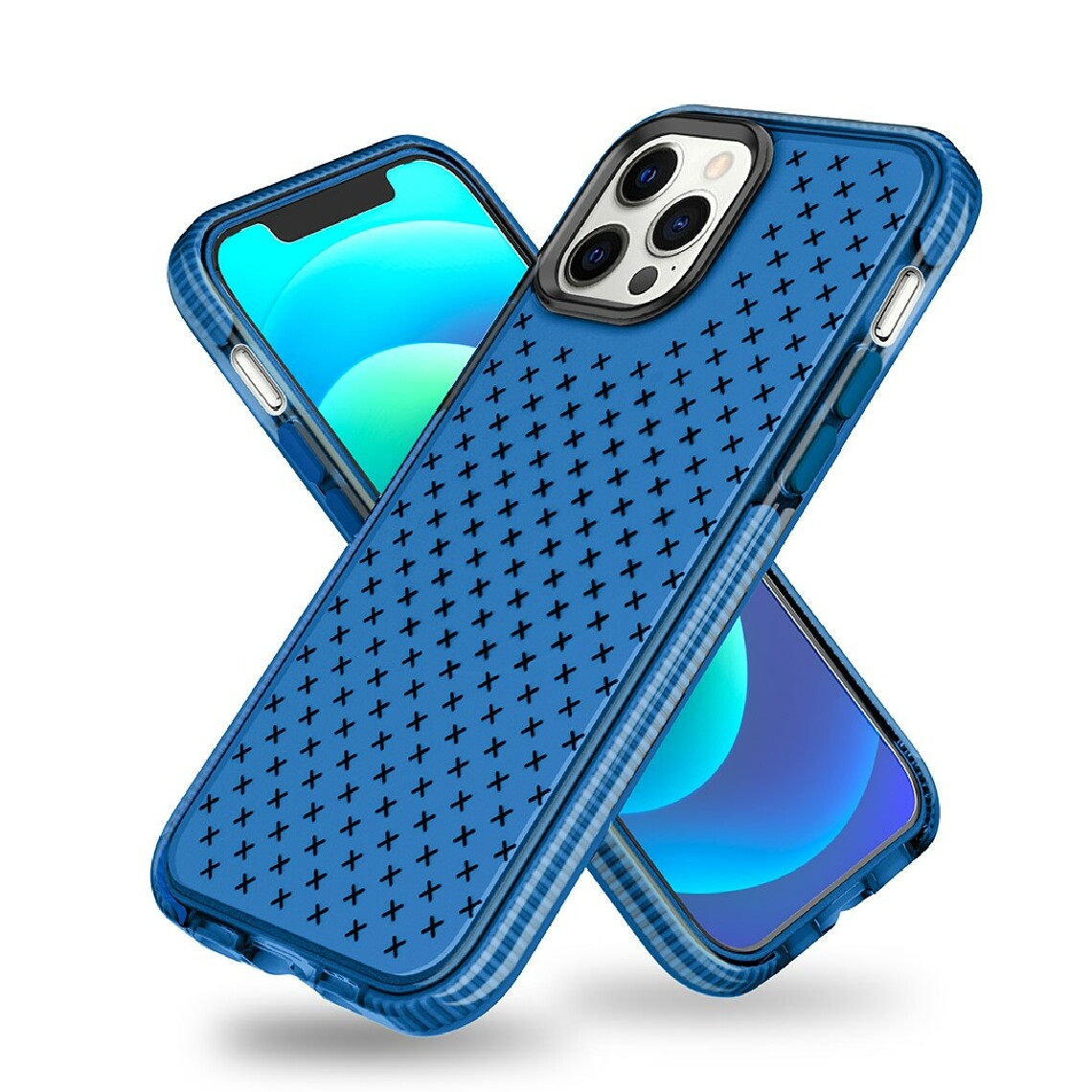 Other - Coque en TPU surface de motif de grille souple bleu pour votre Apple iPhone 12/12 Pro - Coque, étui smartphone