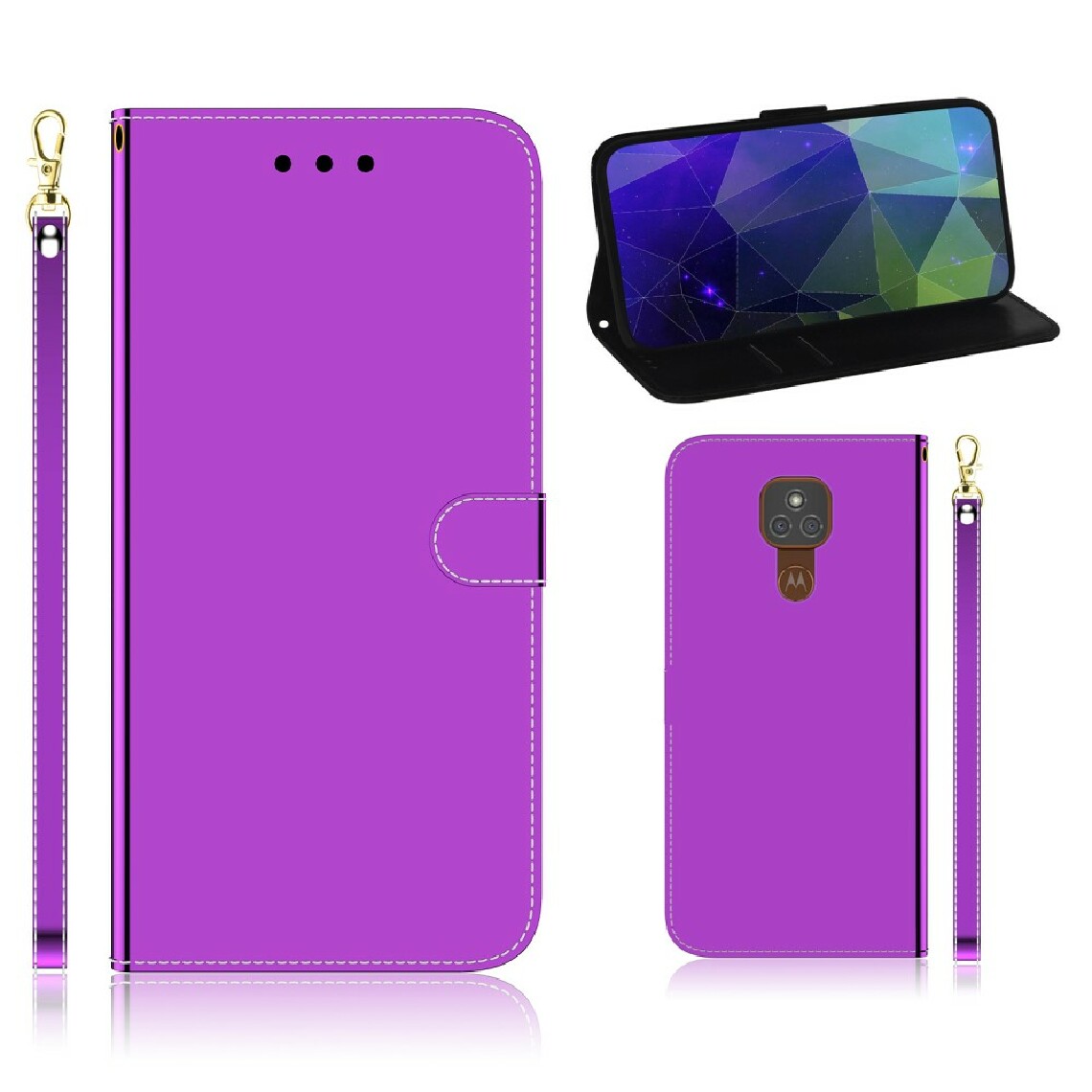 Other - Etui en PU surface semblable à un miroir avec support violet pour votre Motorola Moto G9 Play/Moto E7 Plus - Coque, étui smartphone
