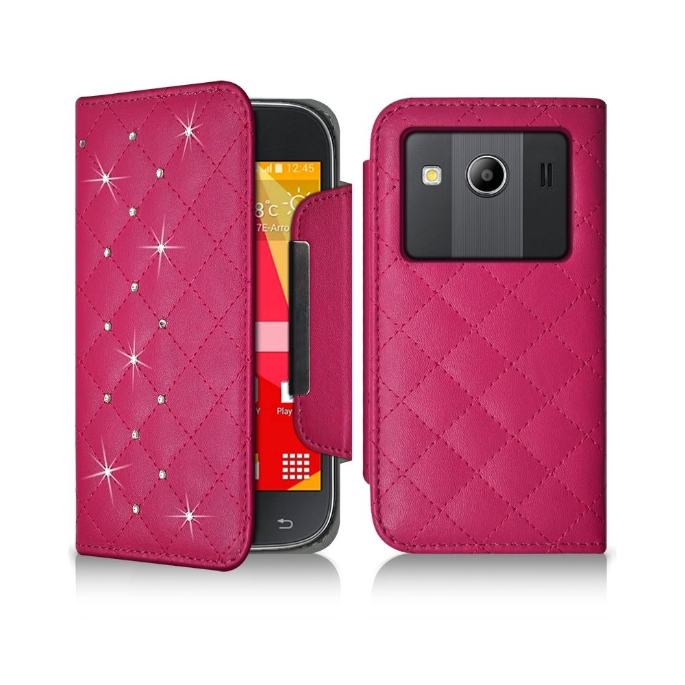 Karylax - Housse Coque Etui Portefeuille Style Diamant Universel S couleur rose fushia pour Samsung Galaxy Ace 4 - Autres accessoires smartphone