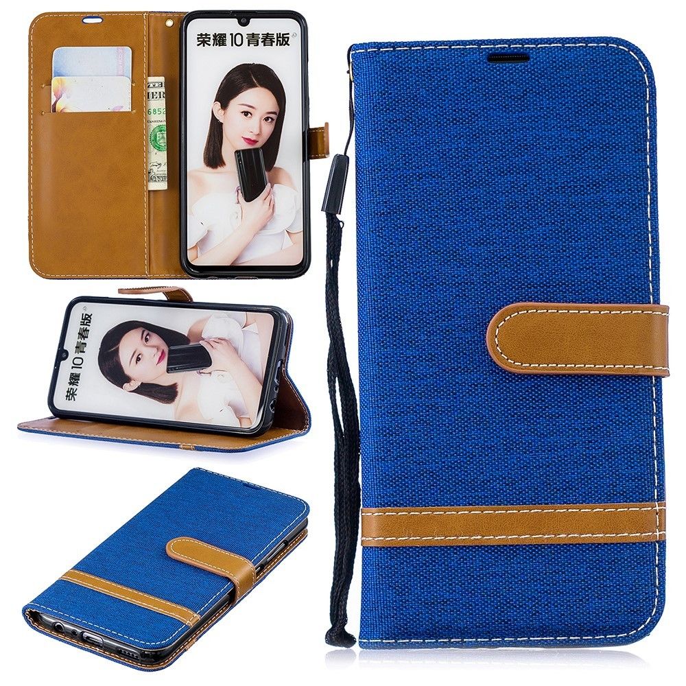 marque generique - Etui en PU tissu jean bicolore avec support bleu clair pour votre Huawei P Smart (2019)/Honor 10 Lite - Autres accessoires smartphone
