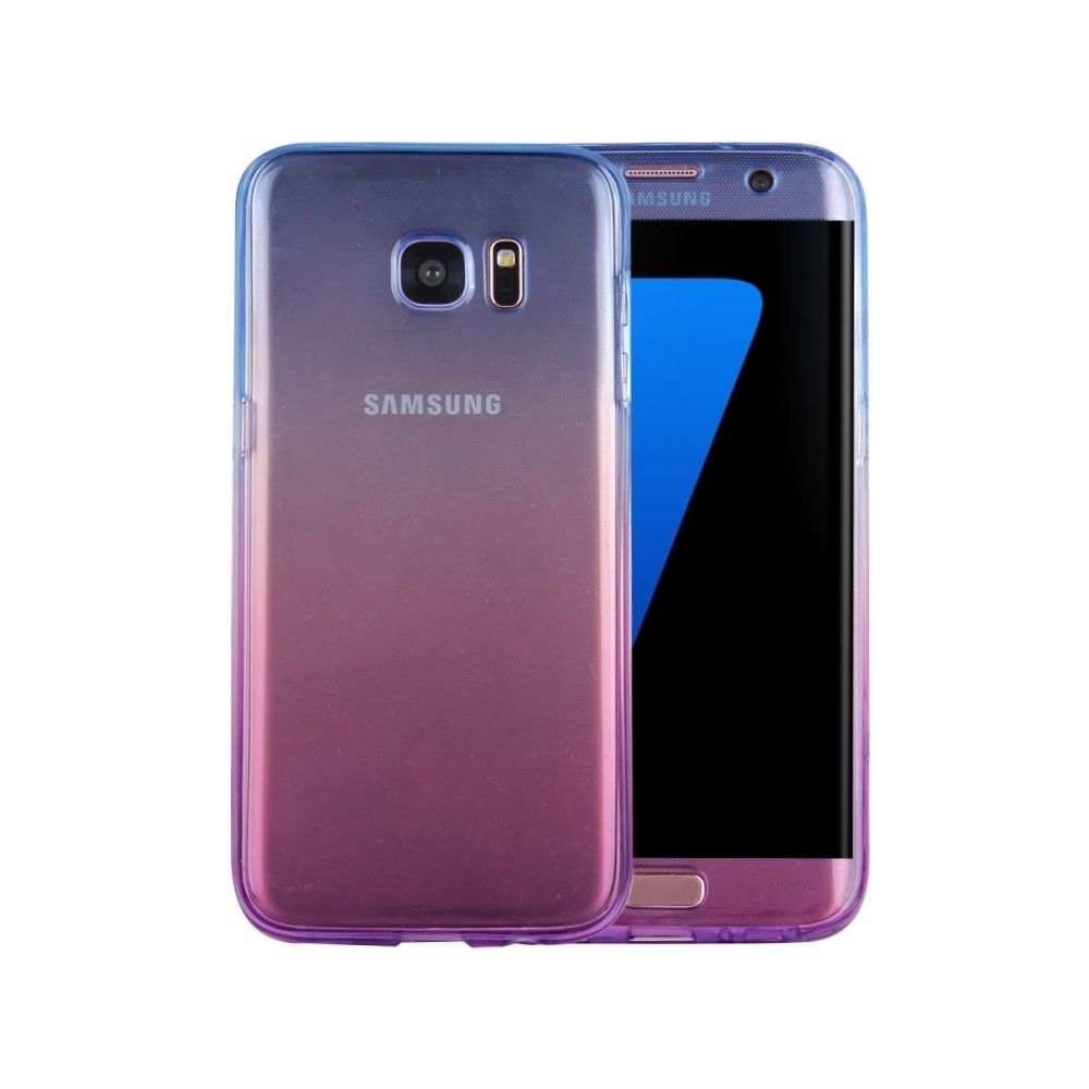 Wewoo - Coque bleu et Violet pour Samsung Galaxy S7 Edge / G935 recto-verso gradient de couleur TPU étui de protection arrière + - Coque, étui smartphone