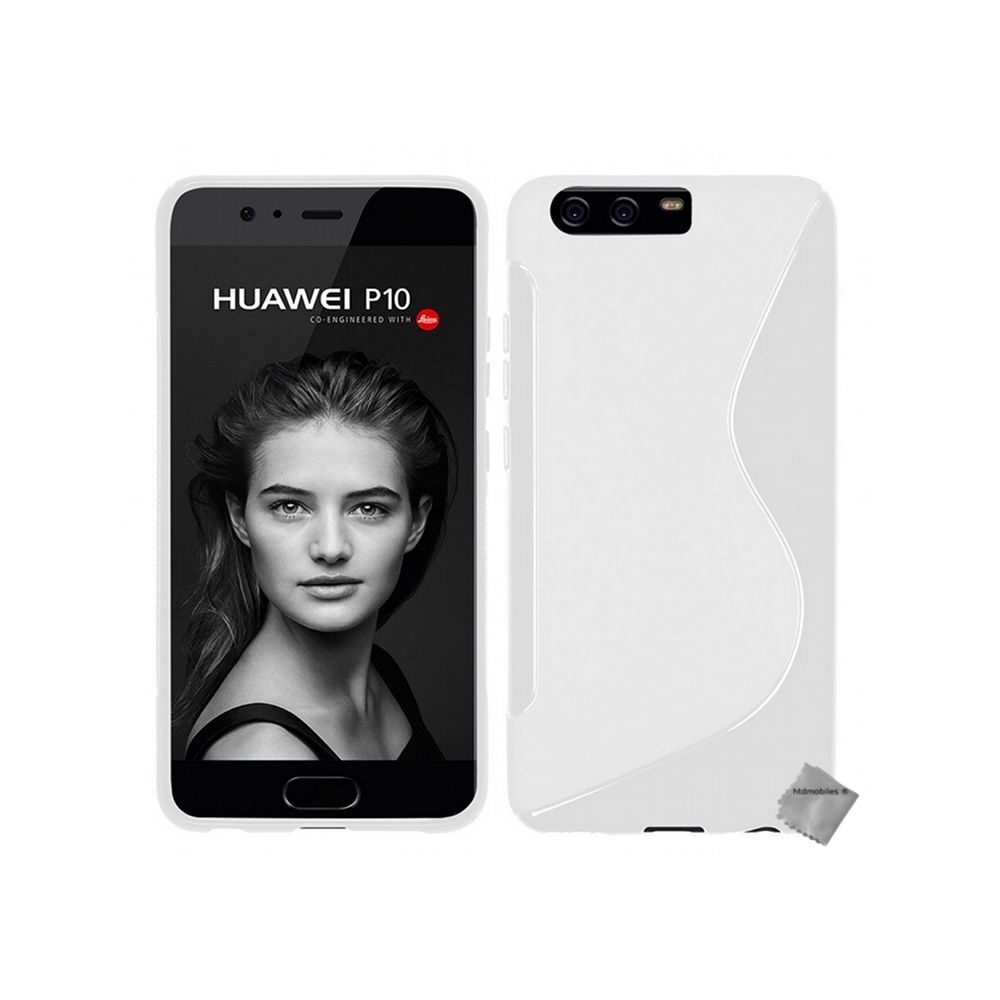Htdmobiles - Housse etui coque pochette silicone gel fine pour Huawei P10 + verre trempe - BLANC - Autres accessoires smartphone