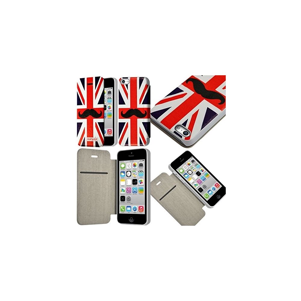 Karylax - Coque Etui à rabat porte-carte pour Apple iPhone 5C avec motif KJ22 + Film de Protection - Autres accessoires smartphone