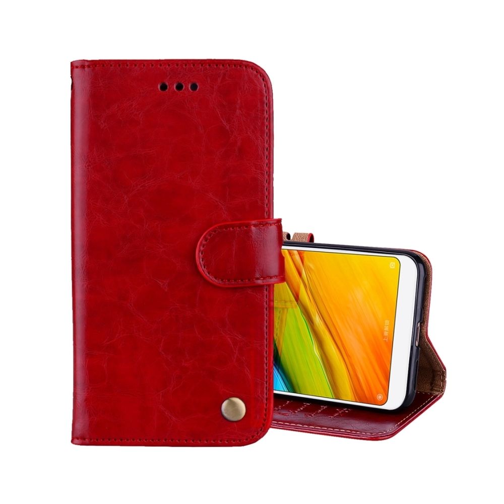 Wewoo - Housse Étui rouge pour Xiaomi Redmi 5 texture de cire d'huile horizontale flip en cuir avec titulaire et fentes cartes porte-monnaie - Coque, étui smartphone
