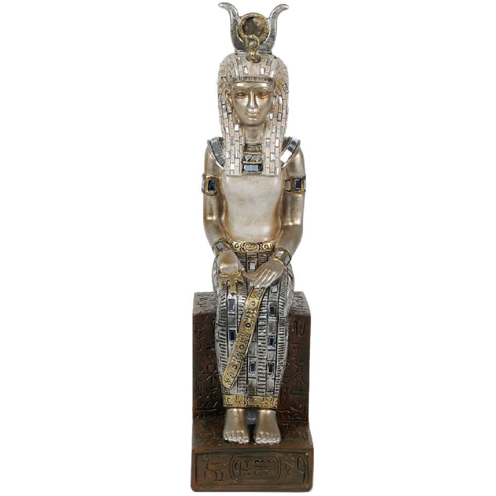 Signe - Statuette Reine Égyptienne en résine 30 cm - Petite déco d'exterieur