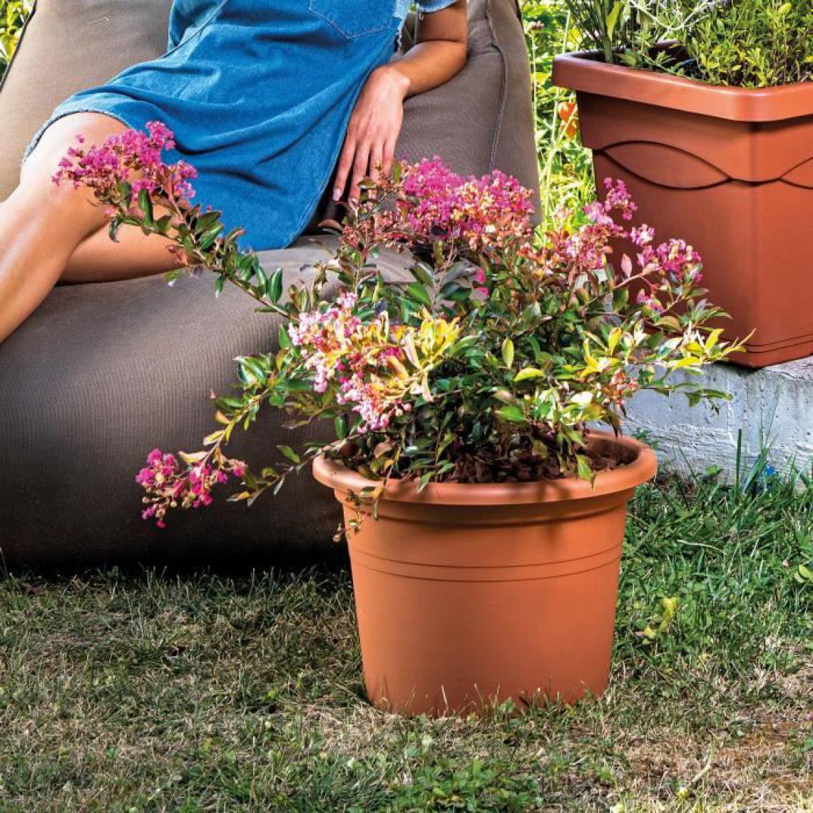 Deroma - Pot de fleurs rond Day R Cotto - 60 cm - Poterie, bac à fleurs