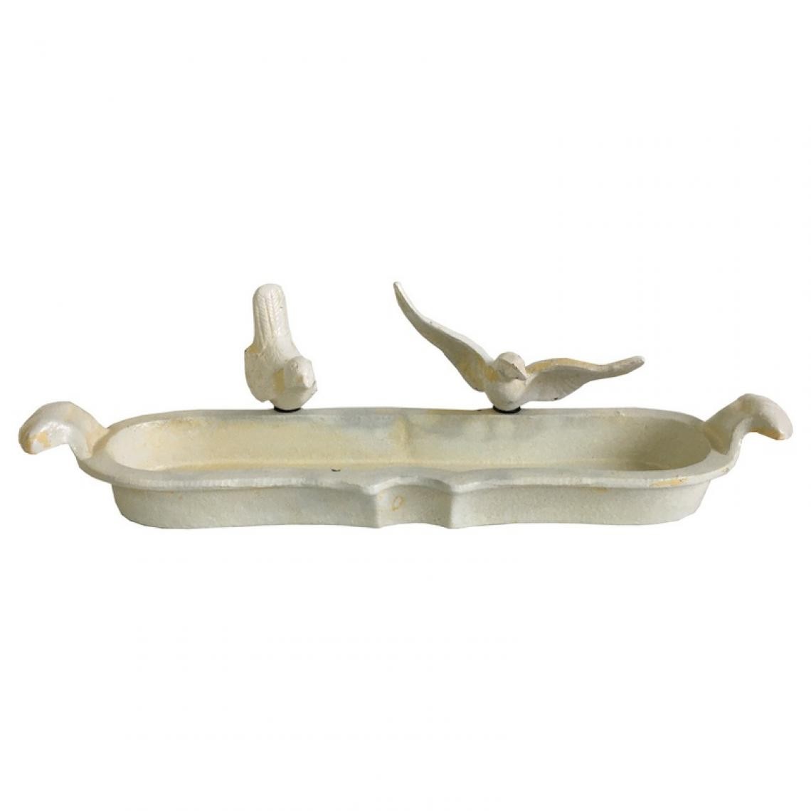 L'Originale Deco - Bain d'Oiseaux Long Mangeoire Abreuvoir de Jardin à Oiseaux Blanc Crème 44 cm - Accessoires basse-cour