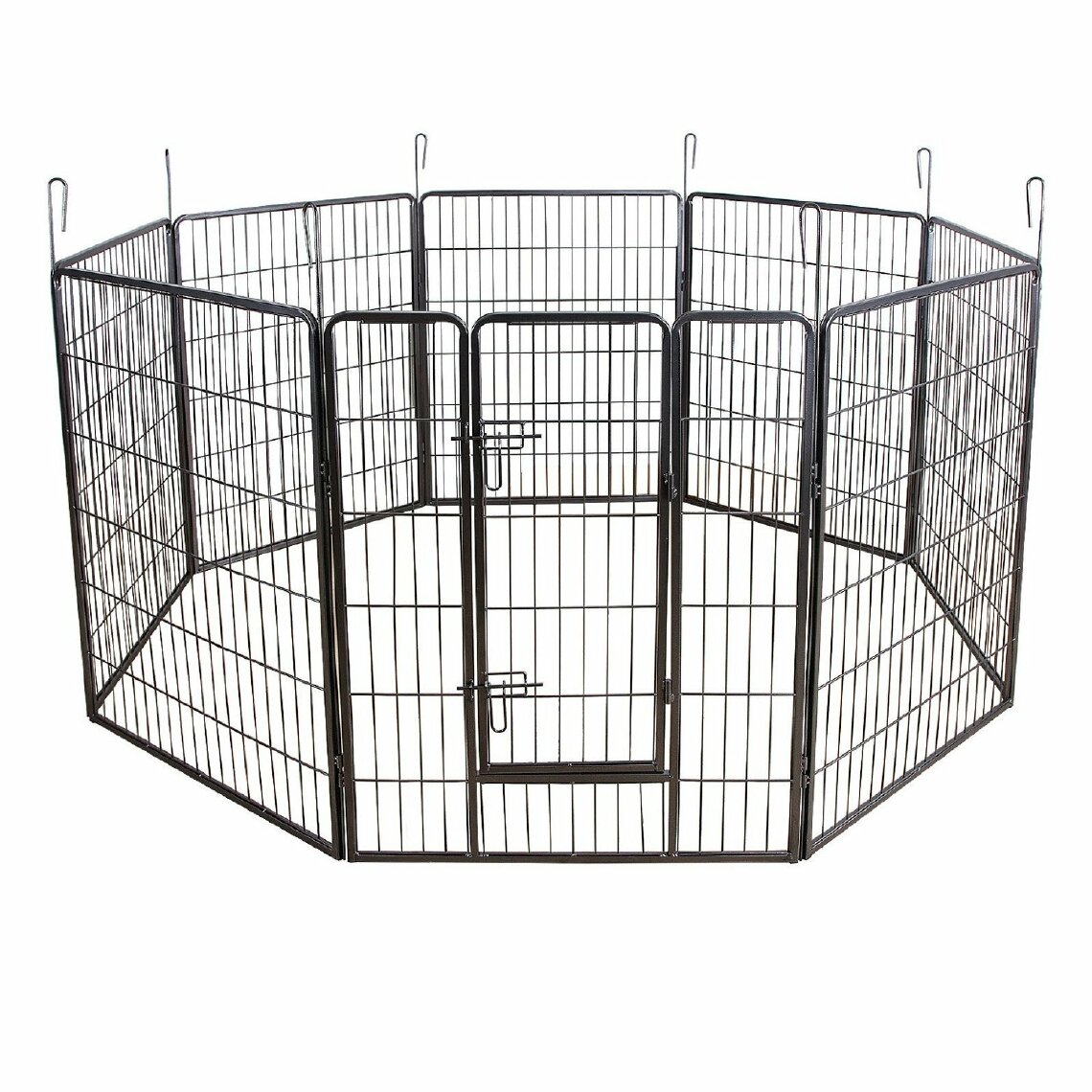 Helloshop26 - Parc enclos cage pour chiens chiots animaux de compagnie 163 x 163 cm gris 3712020 - Clôture pour chien