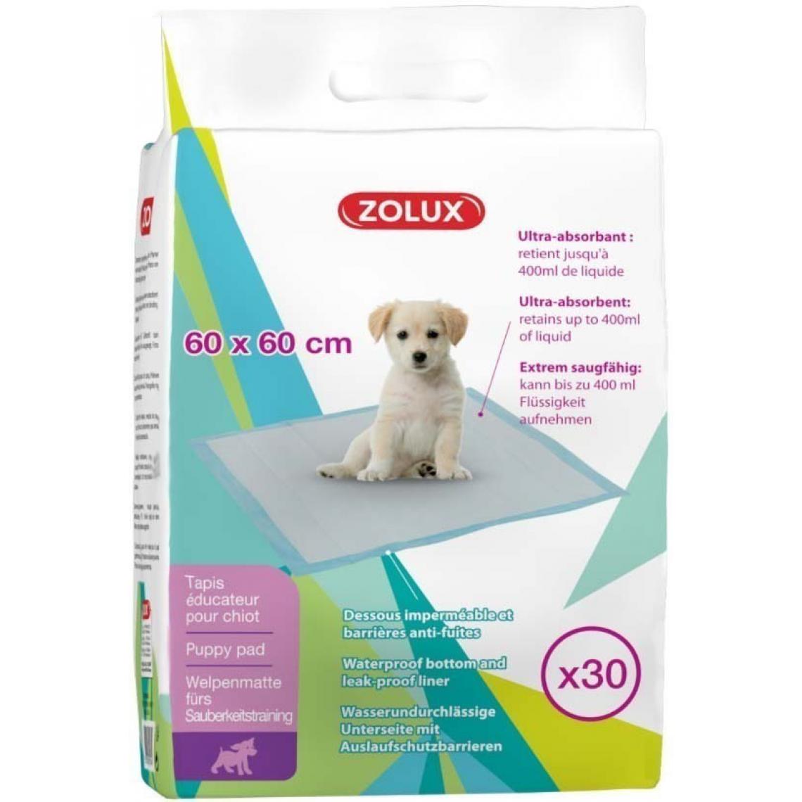 Zolux - Tapis éducateur ultra-absorbant pour chiots 60 x 60 cm - Laisse pour chien