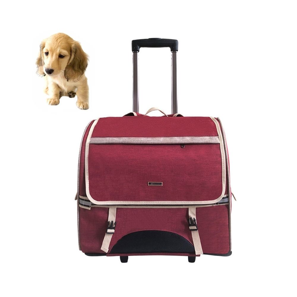 Wewoo - DODOPET Multi-fonction Outdoor Portable Deux Roues Cat Dog Pet Carrier Bag Sac à dos Draw Box Rouge - Equipement de transport pour chat