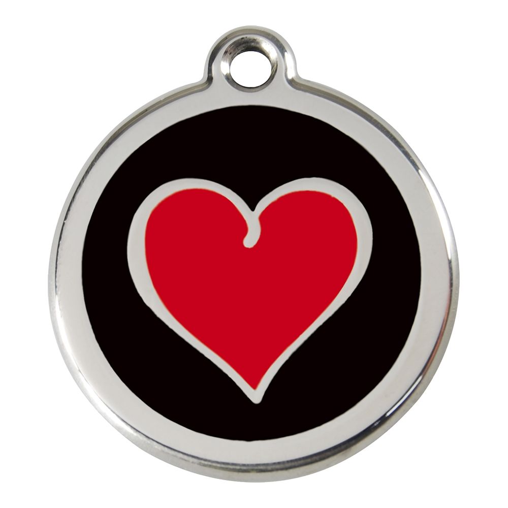 Les Animaux De La Fee - Médaille Chien RED DINGO Coeur Noir 20mm - Collier pour chien