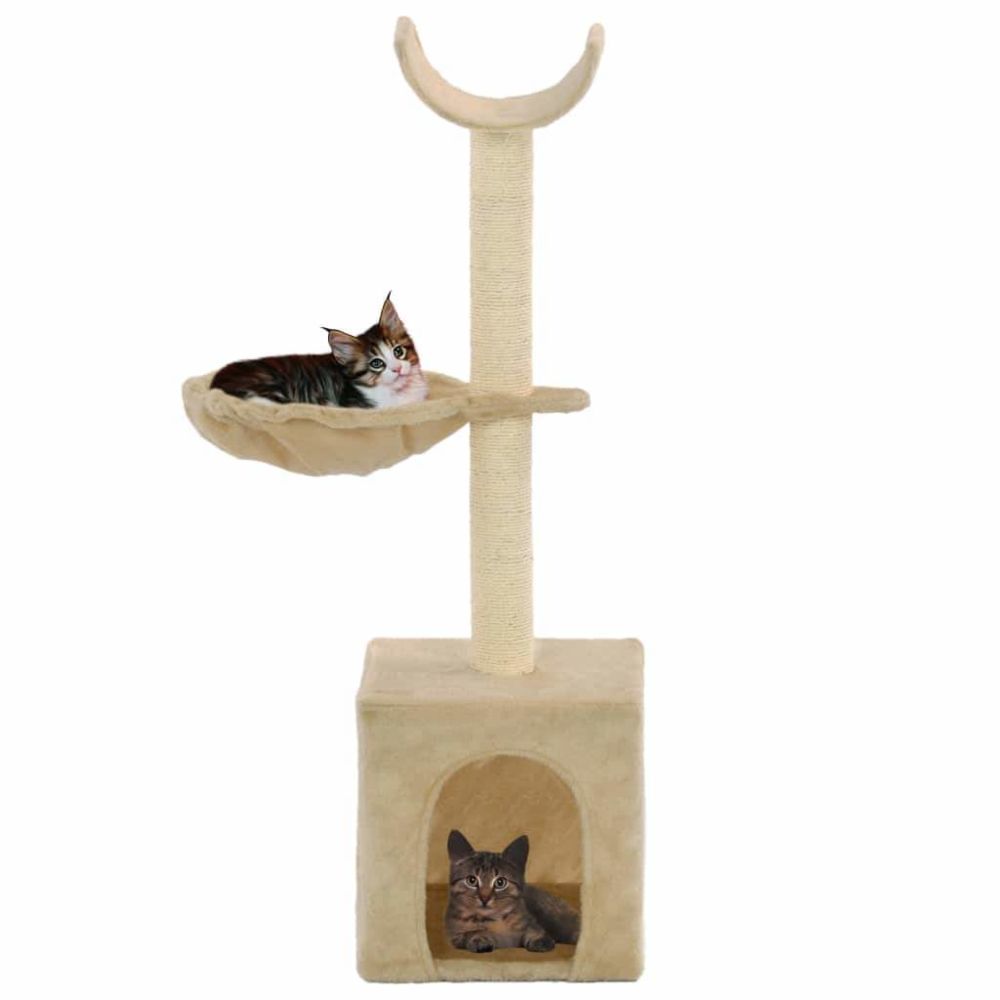Helloshop26 - Arbre à chat griffoir grattoir niche jouet animaux peluché en sisal 105 cm beige 3702157 - Arbre à chat