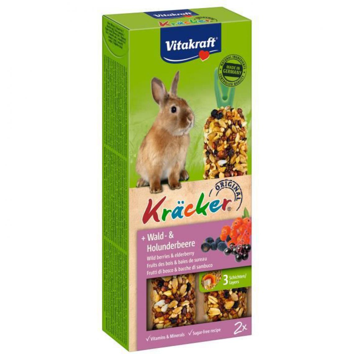 Vitakraft - VITAKRAFT Kräcker Friandise pour Lapins Nains Fruits des Bois et Baies de Sureau - Lot de 10x2 - Croquettes pour chien