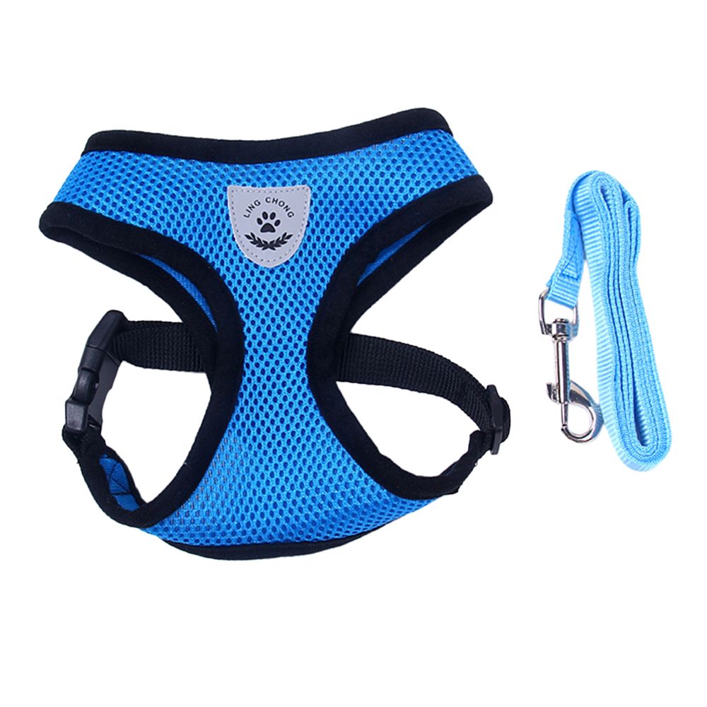 marque generique - Mesh tissu chien harnais gilet harnais chiot formation collier bleu - S - Equipement de transport pour rongeur