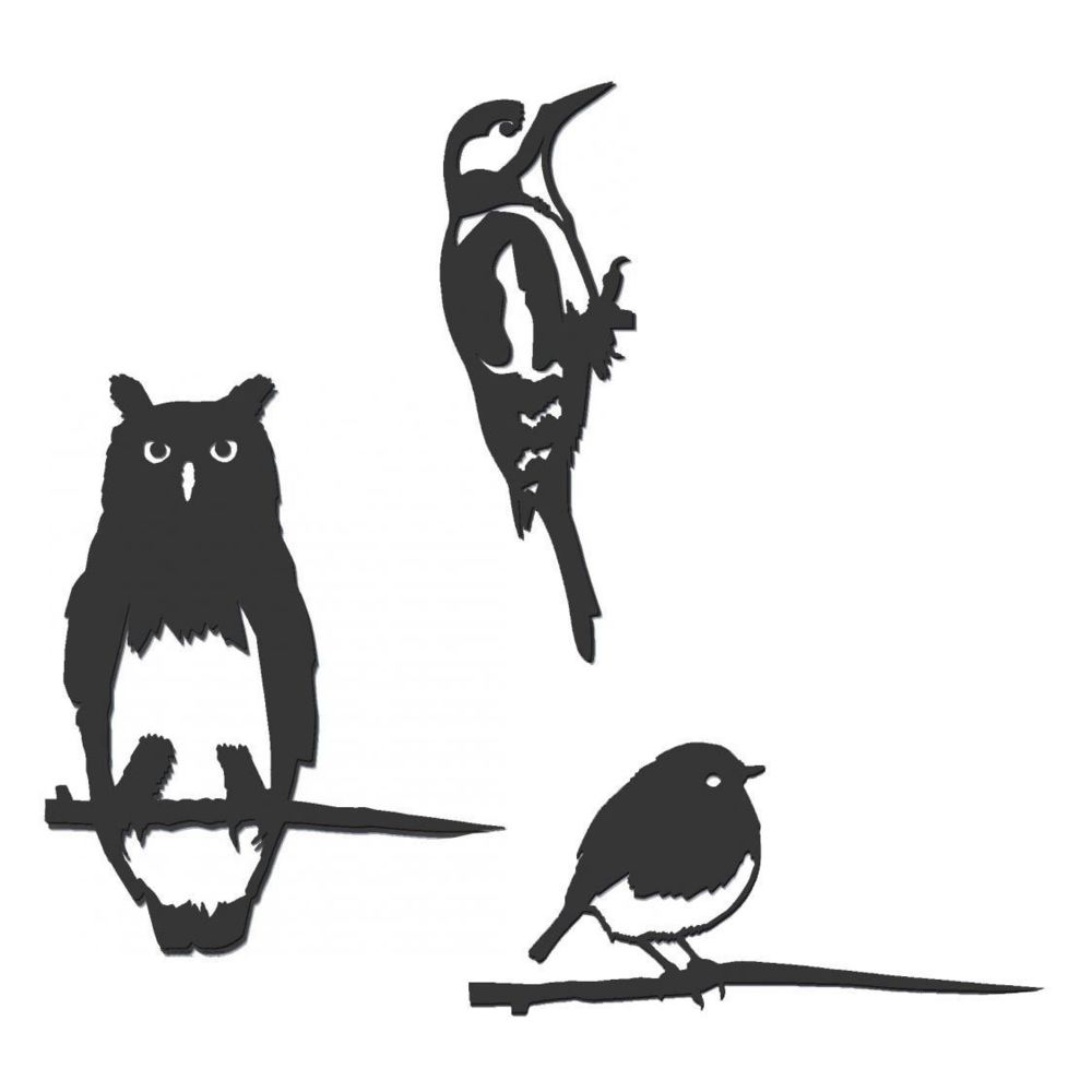 Metalbird - Oiseaux à planter taille mini en acier corten (Lot de 3) - Petite déco d'exterieur