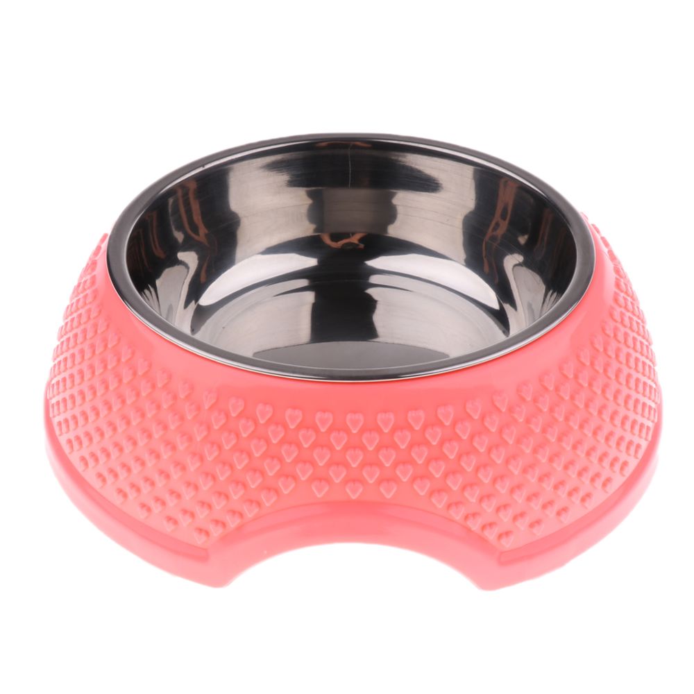marque generique - anti-dérapant en acier inoxydable pour animaux de compagnie chien chat alimentateur nourriture bol d'eau plat rose - Accessoires basse-cour