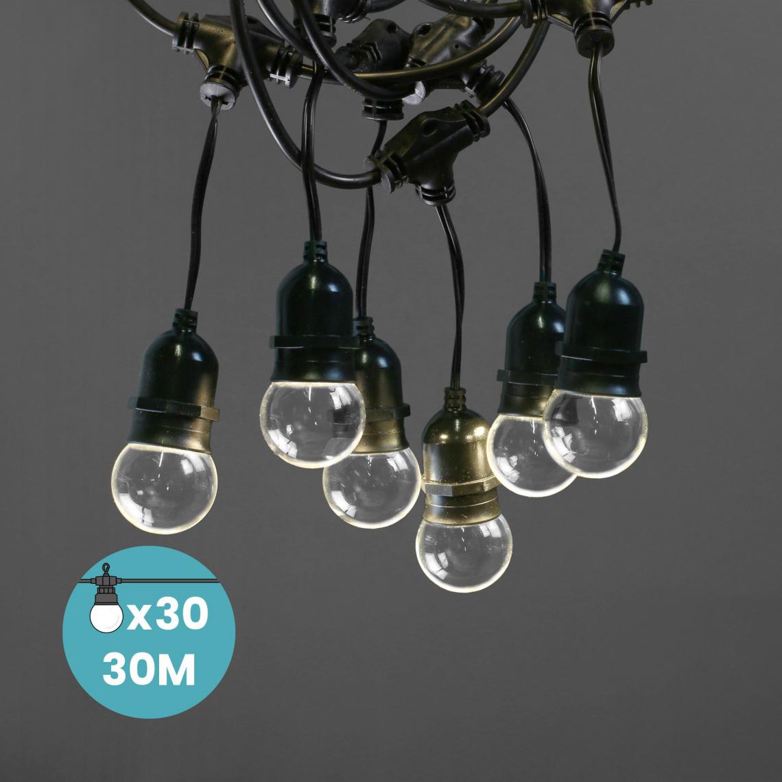 Skylantern - Guirlande Guinguette Pendante Ampoules Remplaçables Transparente 30 m - Lampadaire