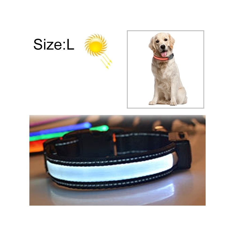 Wewoo - Collier de lumière LED de charge pour animal de compagnie solaire de taille moyenne et grand pour animaux de compagnie, taille du tour de cou: L, 50-60cm (Blanc) - Collier pour chien