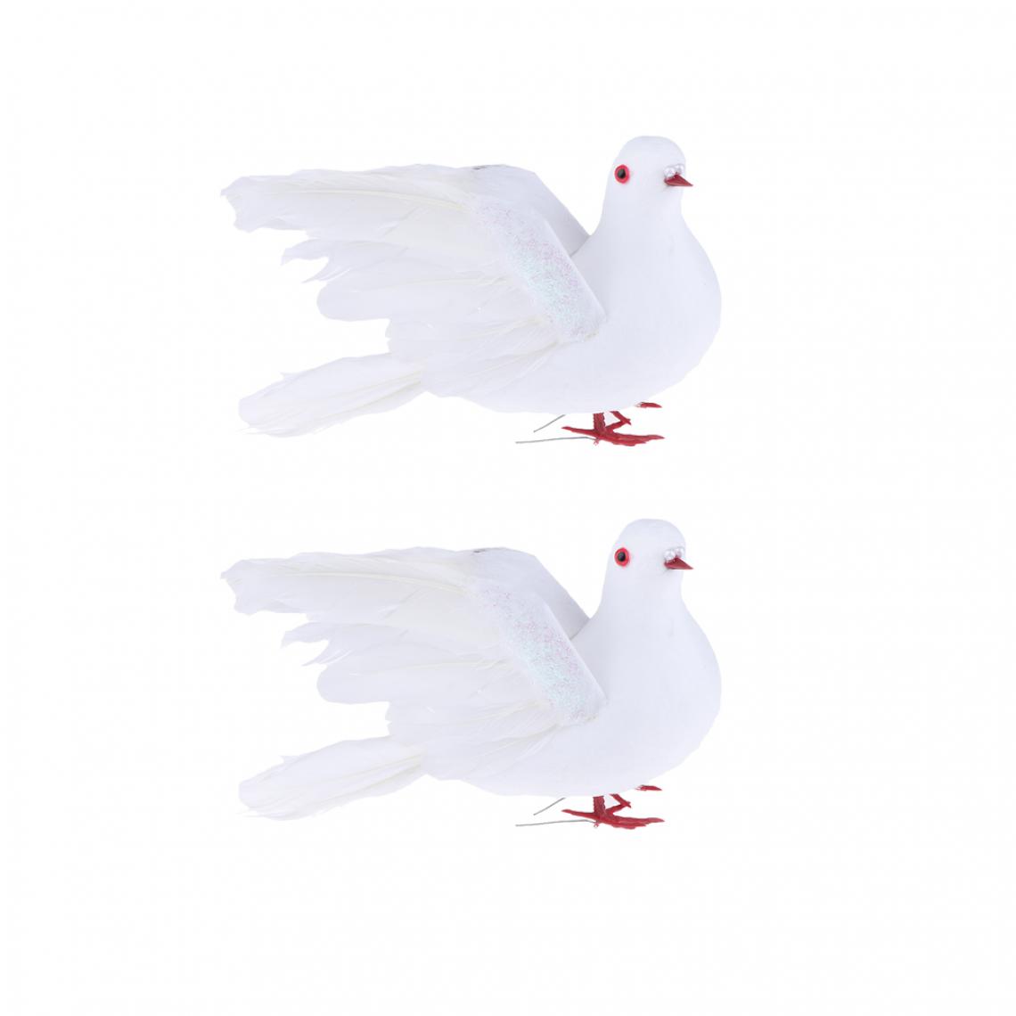 marque generique - 2pcs Blanc Mousse Artificielle Pigeon Volant Ornement de Décoration de Mariage - Petite déco d'exterieur