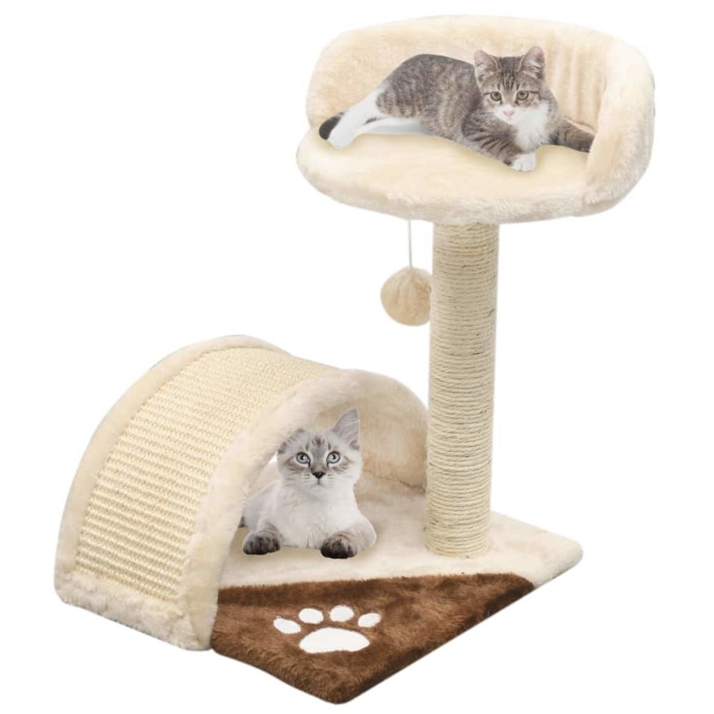 marque generique - Superbe Accessoires pour chats ensemble Singapour Arbre à chat avec griffoir en sisal 40 cm Beige et Marron - Arbre à chat