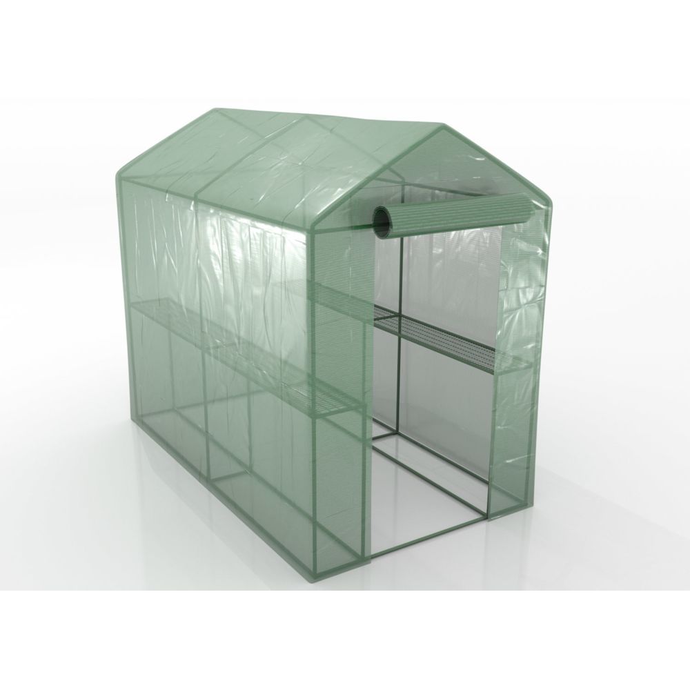 Jt2D - Serre de Jardin 2m² - bache armée - avec étagères et porte zipée Surface - Serres en verre
