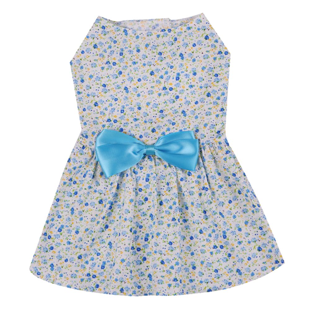 marque generique - Pet Dress Dogs Puppy Skirt Floral Vêtements Summer Spring Party Outfit L Blue - Vêtement pour chien