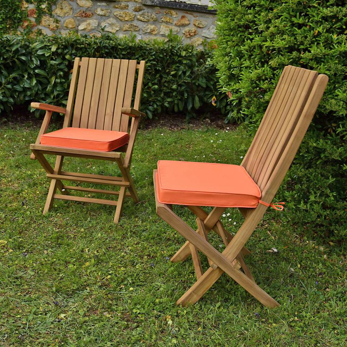 Teck'Attitude - Coussin corail pour chaises et fauteuils pliants - Coussins, galettes de jardin
