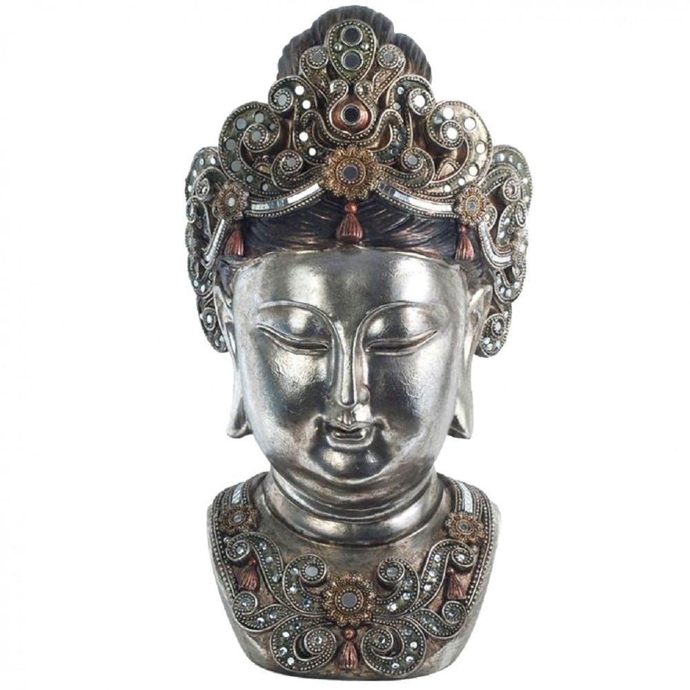 Signe - Grande Statue en résine tête Bouddha 60 cm - Petite déco d'exterieur
