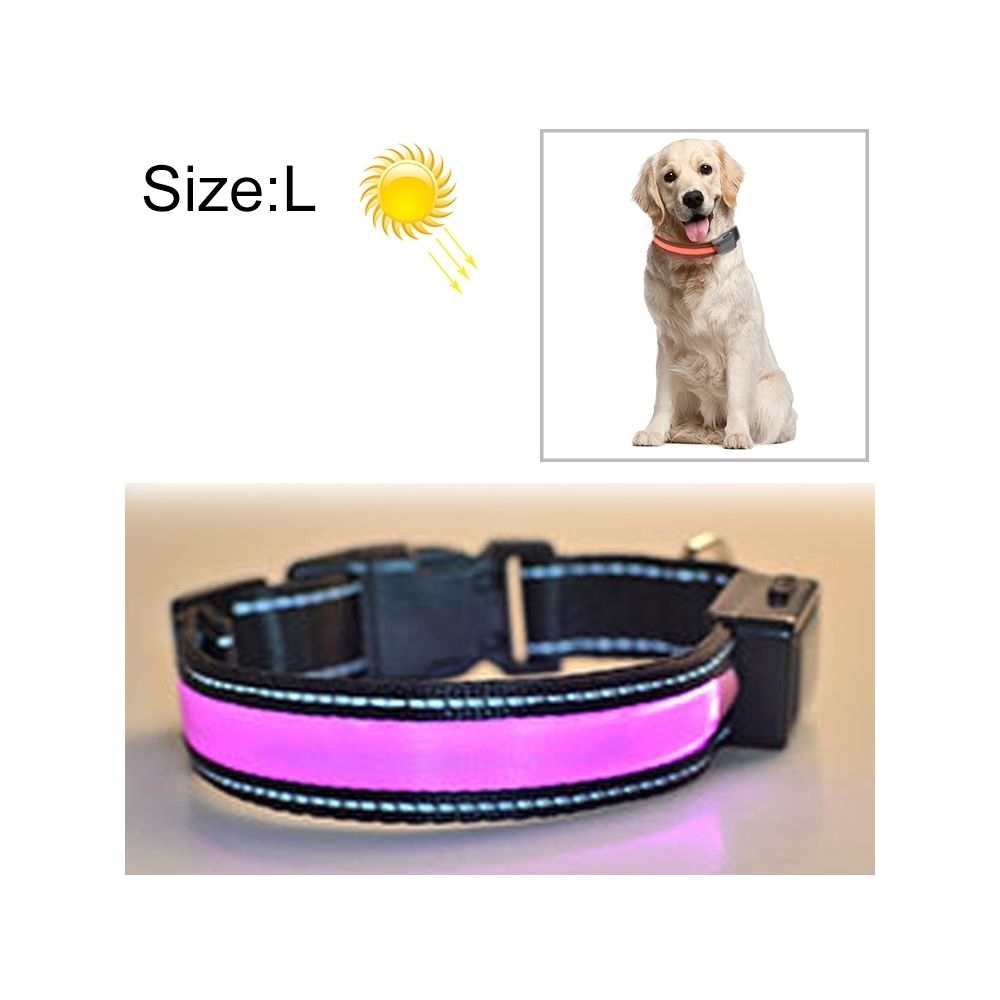 Wewoo - Collier de lumière LED de charge pour animal de compagnie solaire et grand pour animaux de compagnie, solaire, tour de cou Taille: L, 50-60cm (Rose) - Collier pour chien