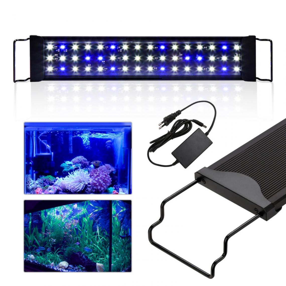 Einfeben - 24W LED éclairage d'aquarium blanc + bleu aquarium à lumière supérieure étanche à l'eau 50-80cm - Equipement de l'aquarium