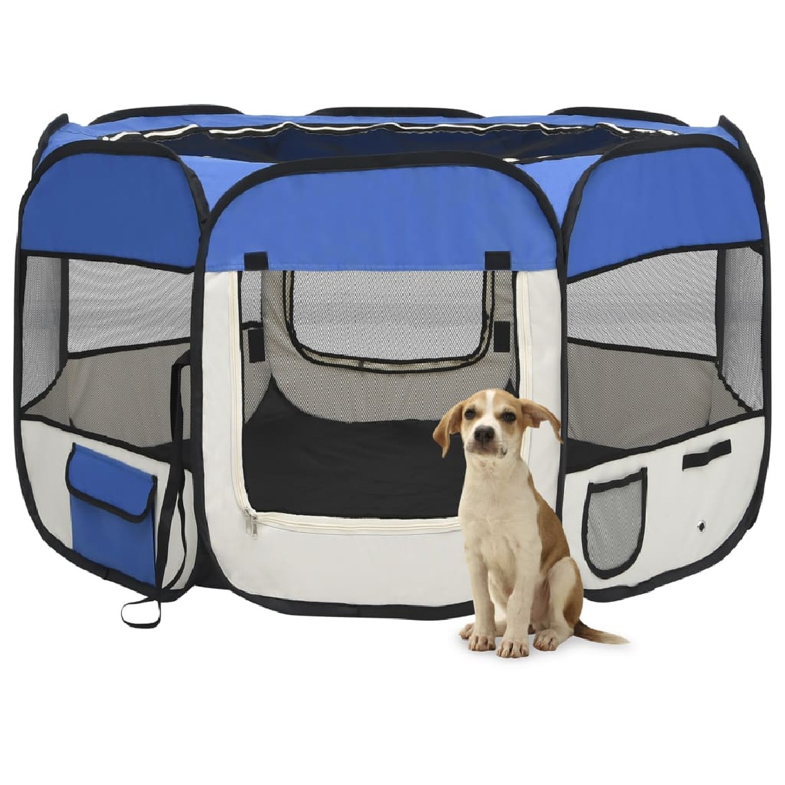 Vidaxl - vidaXL Parc pliable pour chien avec sac de transport Bleu 110x110x58cm - Niche pour chien