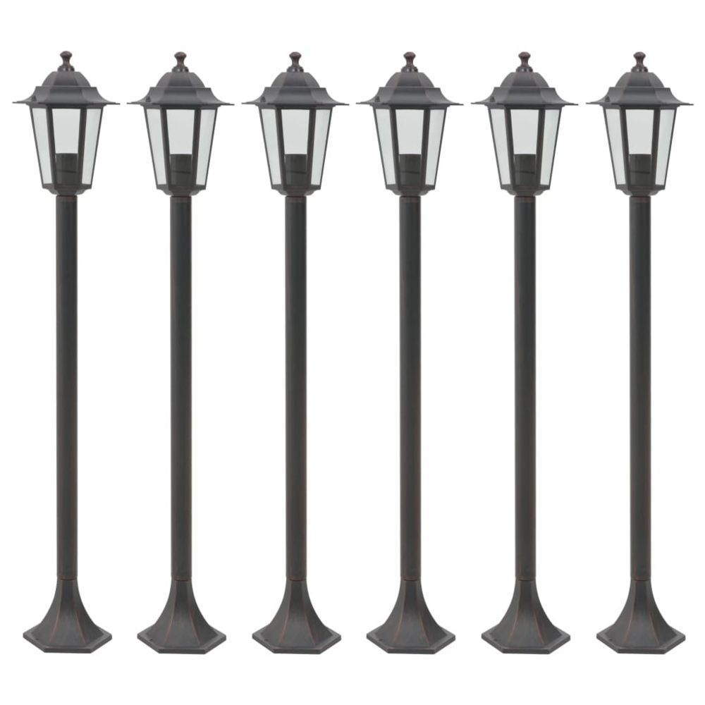 marque generique - Joli Luminaires ensemble Manille Lampe de jardin à piquet 6 pcs E27 110 cm Aluminium Bronze - Lampadaire