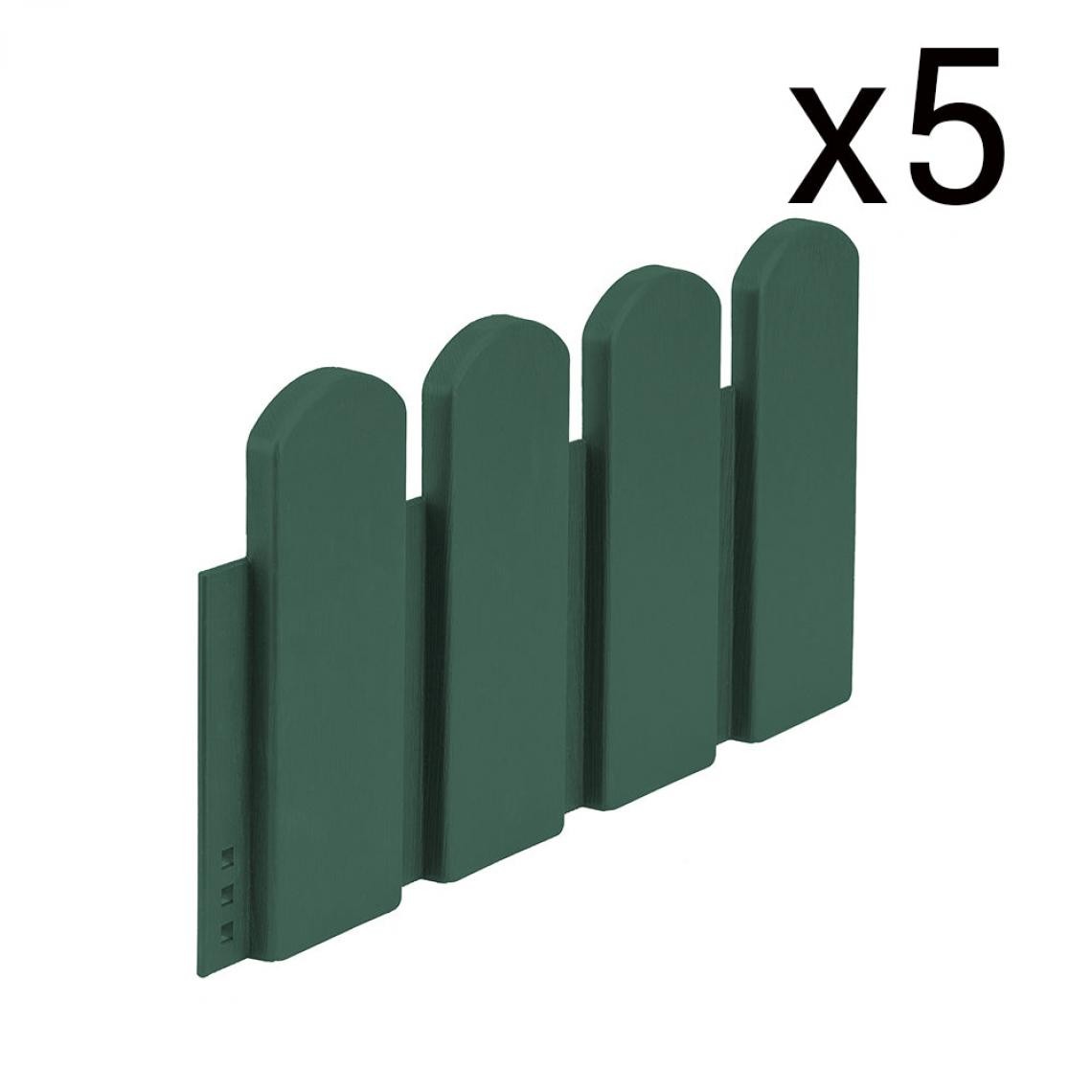 Red Deco - Pack X5 bordures de jardin plates Vert Bois composite 40x20cm - Bordurette