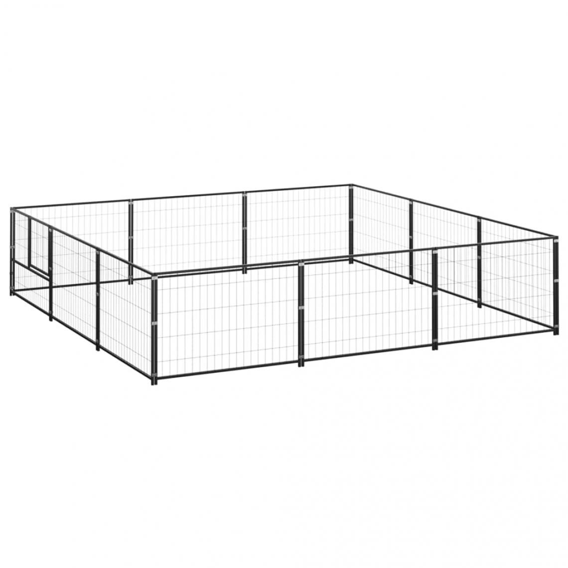 Helloshop26 - Chenil extérieur cage enclos parc animaux chien noir 9 m² acier 02_0000563 - Clôture pour chien
