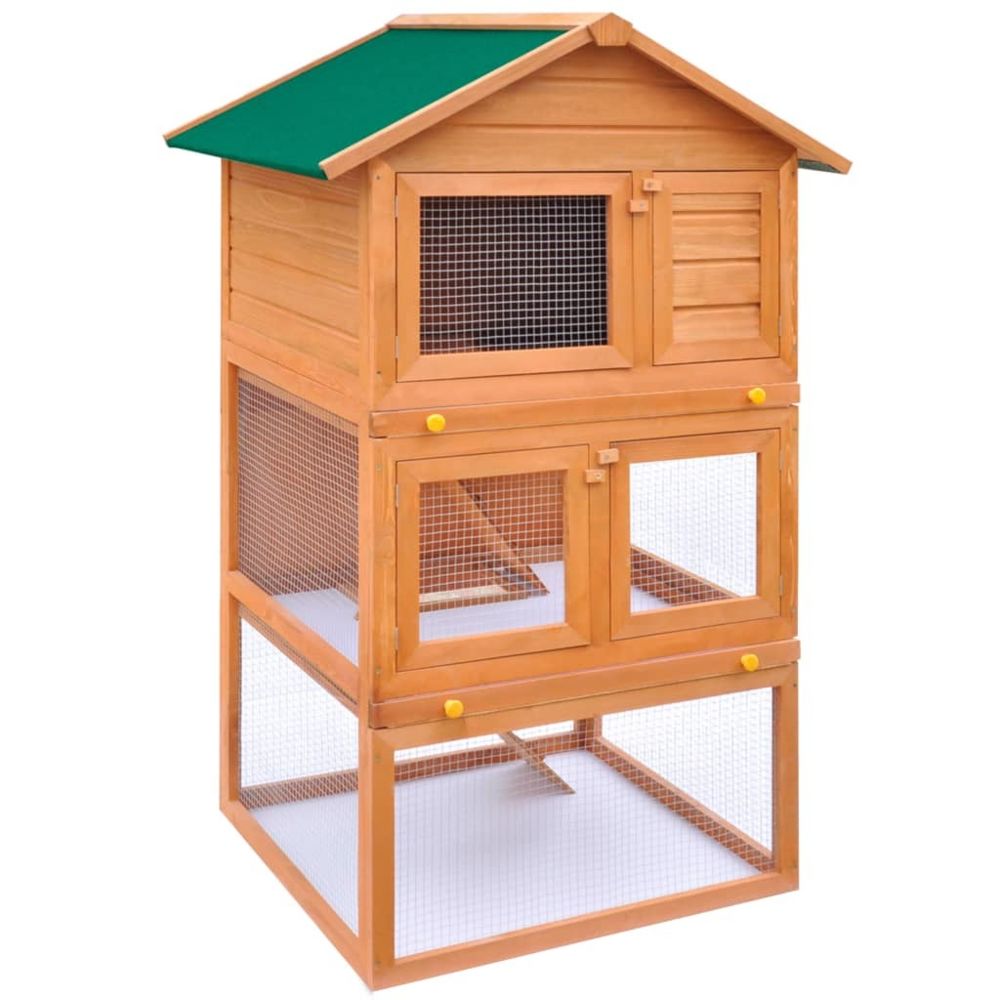 marque generique - Icaverne - Abris et cages pour petits animaux selection Clapier d'extérieur 3 niveaux Bois - Cage à oiseaux