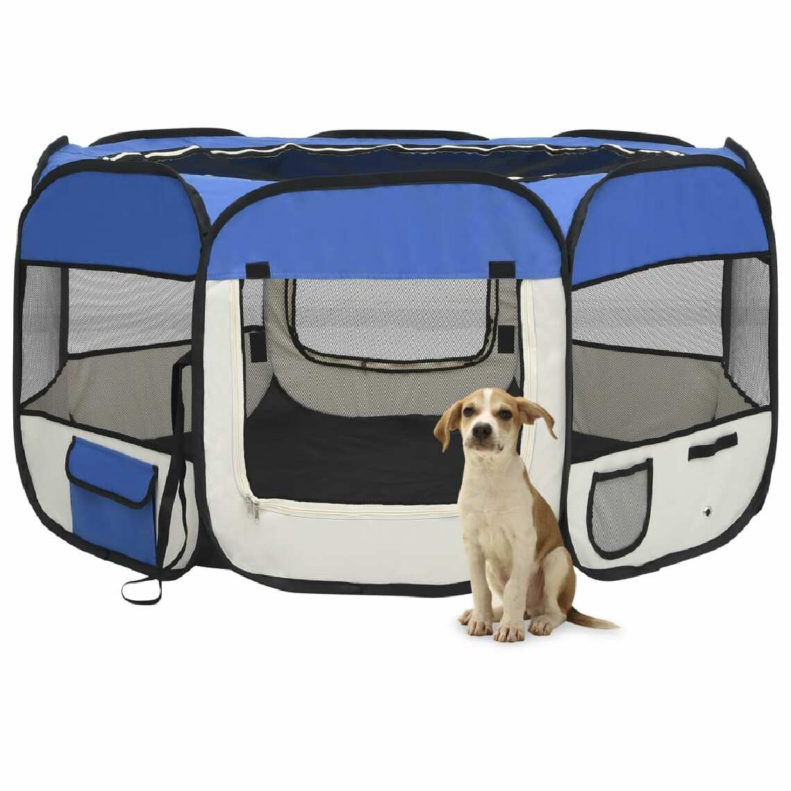Vidaxl - vidaXL Parc pliable pour chien avec sac de transport Bleu 125x125x61cm - Niche pour chien